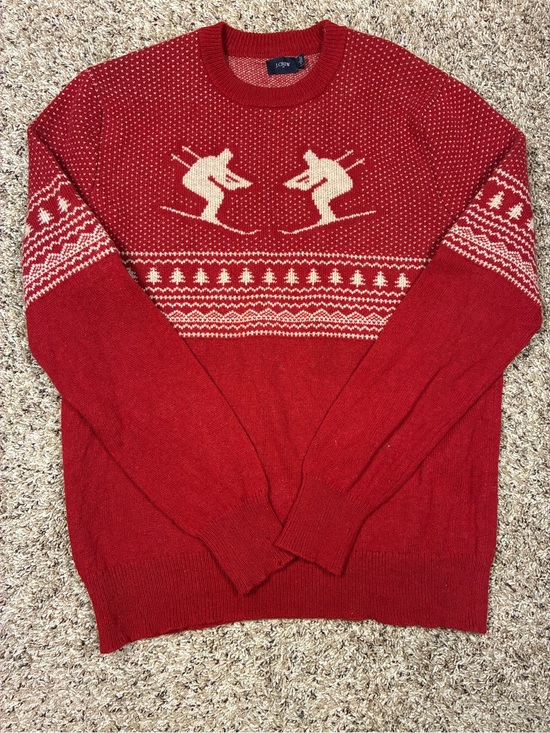J. Crew Other - J.Crew Men’s 100% Lambs Wool Ski Trees Holiday Theme Sweater